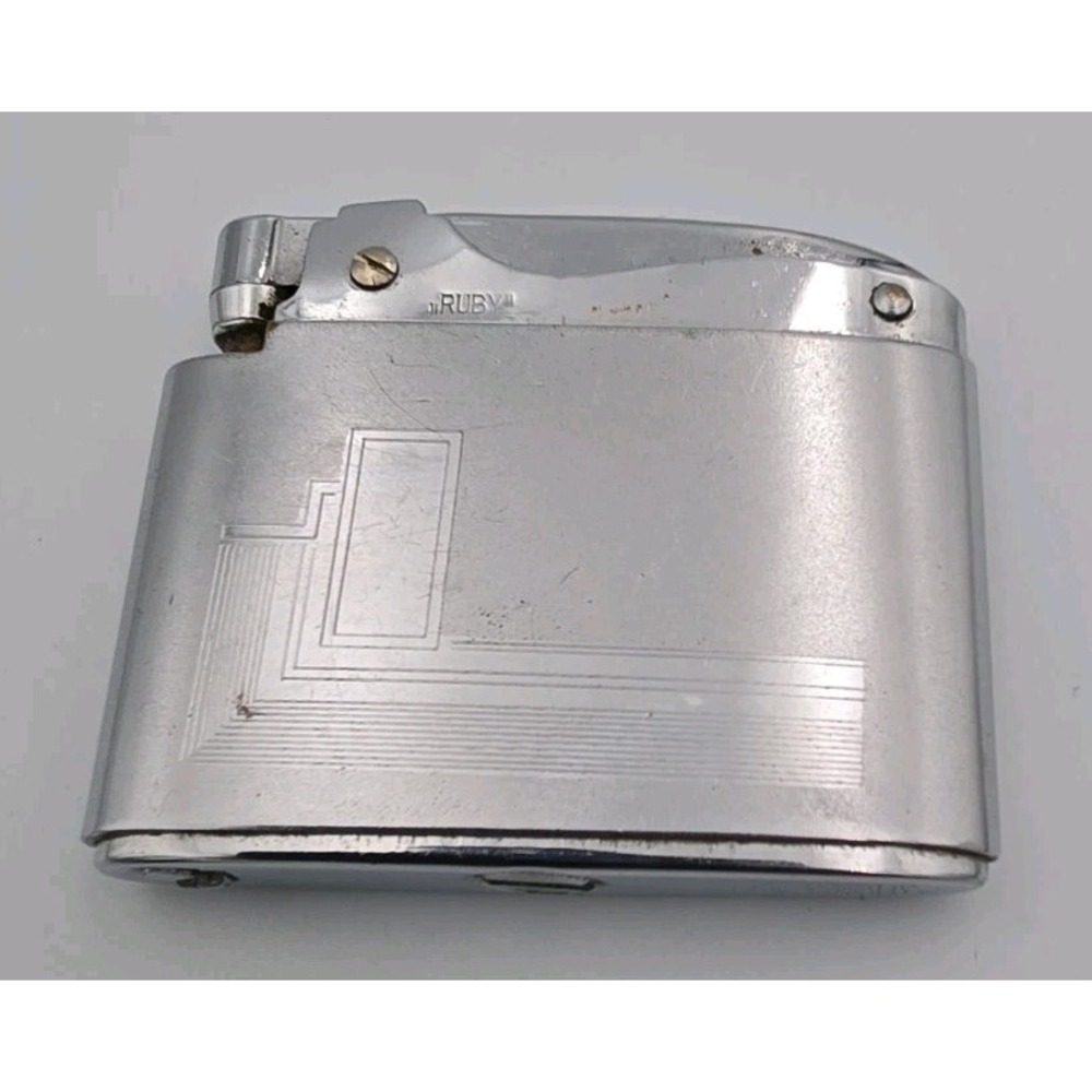 Vintage RUBY Automatic Super Lighter AUTOMATIC FIRST QUALITY Made In Japan Deco